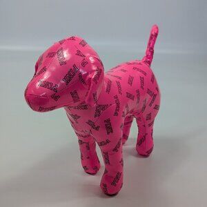 Victorias Secret PINK Collector Dog Plush Pleather Vinyl Stuffed Large 11” x 10"